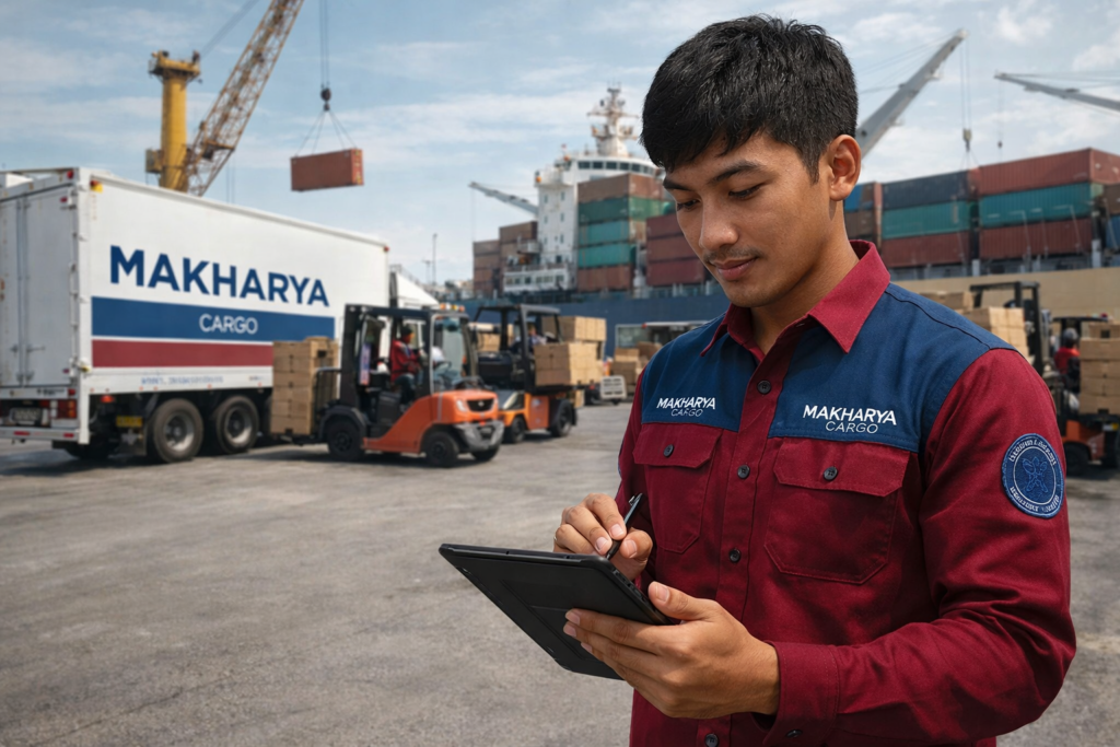 pengecekan barang yang datang dari ekspedisi sidoarjo poso via kapal