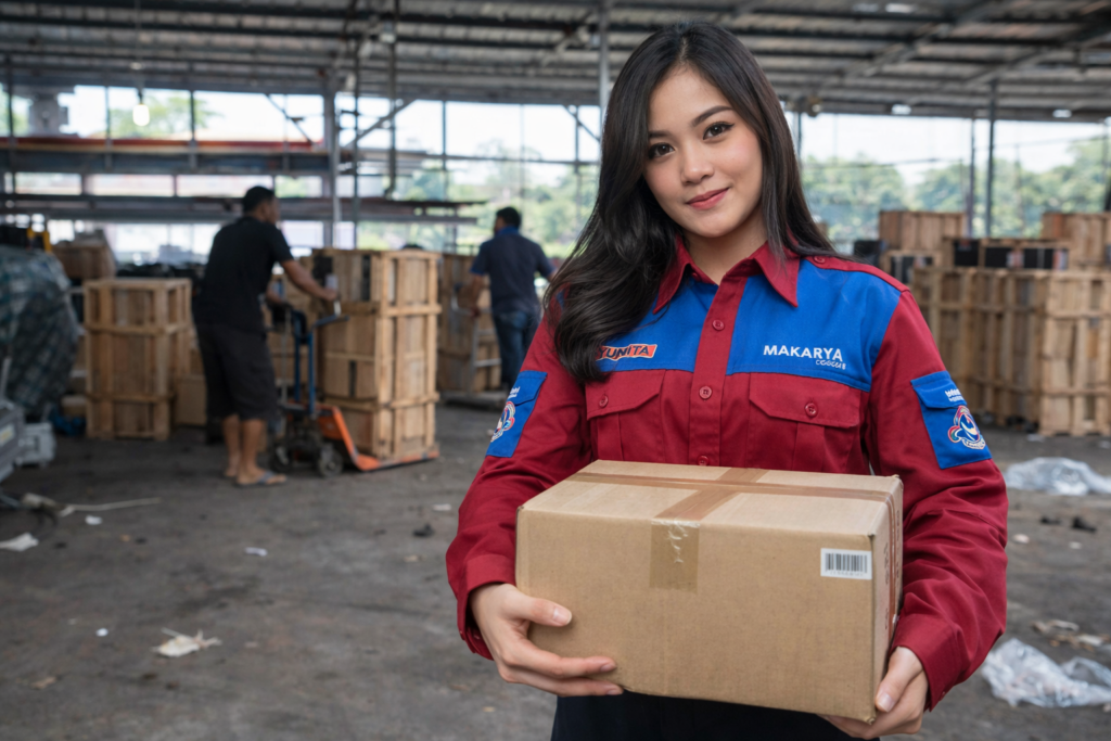 bongkar muat barang dari ekspedisi sidoarjo balikpapan bersama makharya cargo