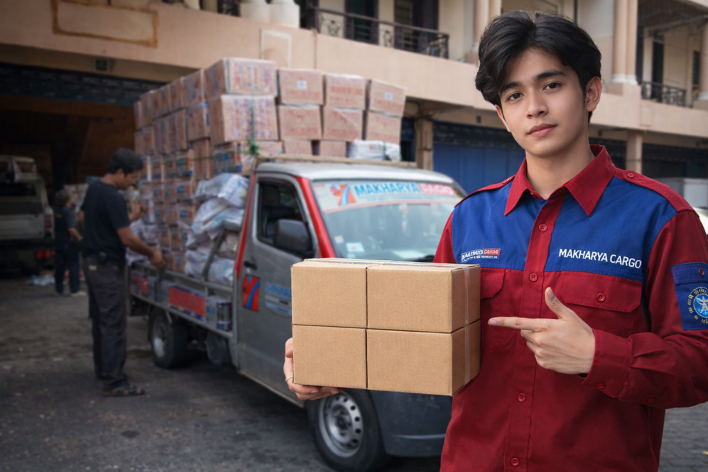 proses pemberangkatan barang dari ekspedisi sidoarjo manggar bersama makharya cargo