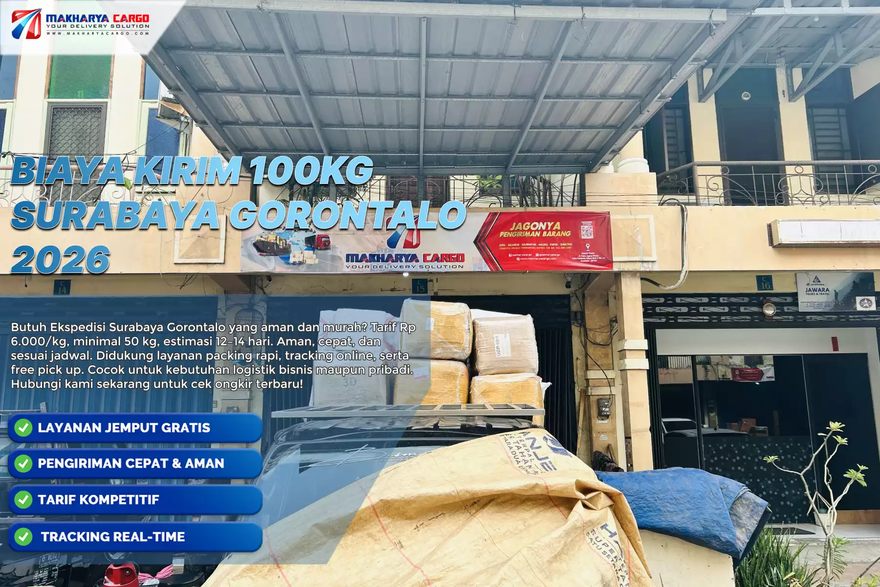 biaya kirim 100kg surabaya gorontalo dengan cargo laut 