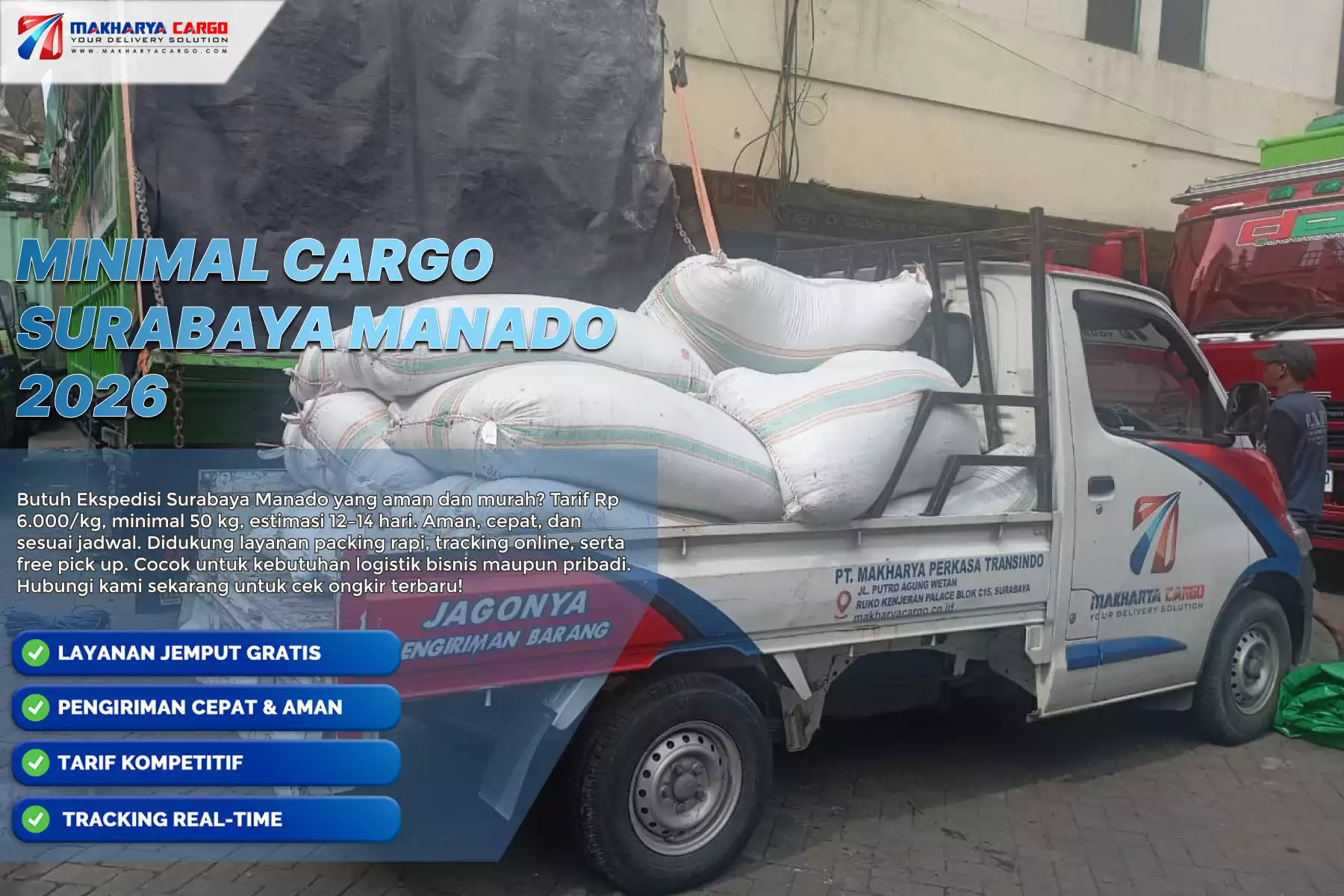 minimal cargo surabaya manado untuk pengiriman barang besar