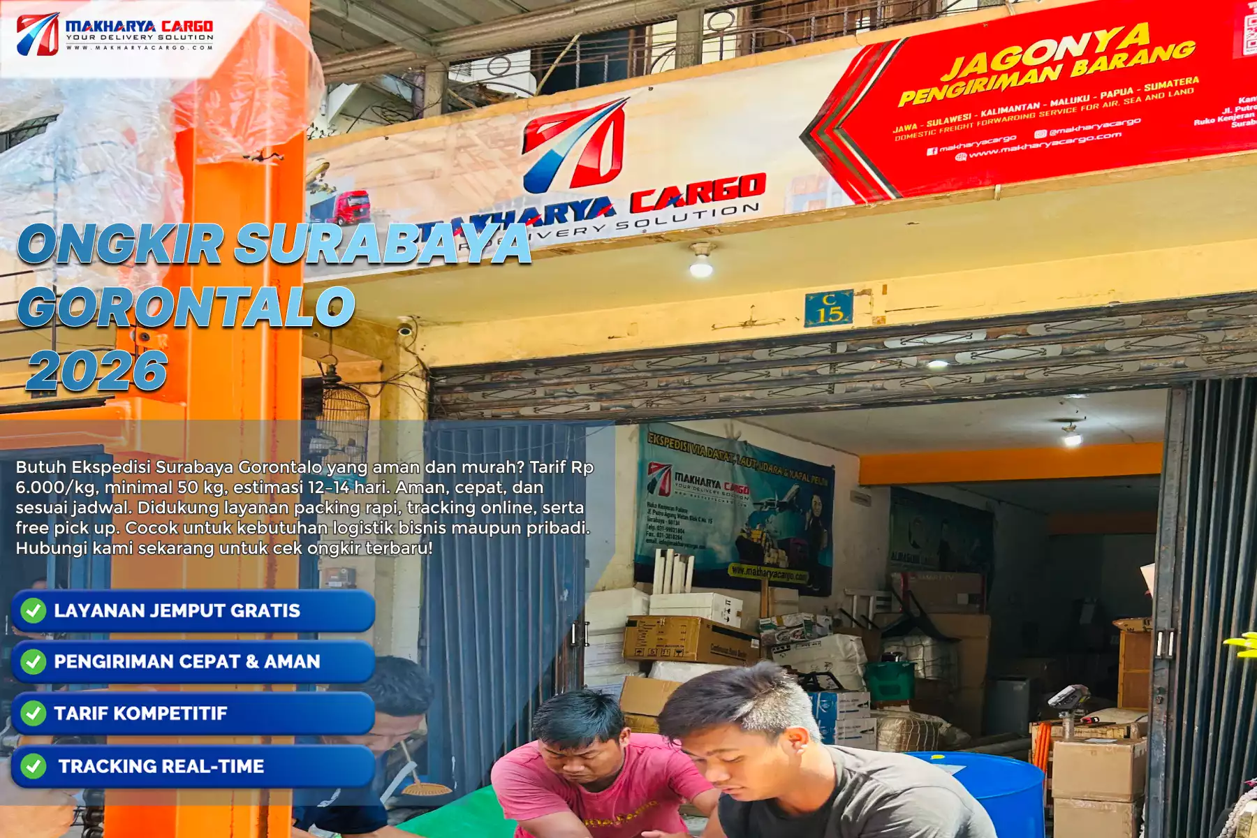 ilustrasi ongkir surabaya gorontalo menggunakan cargo laut 