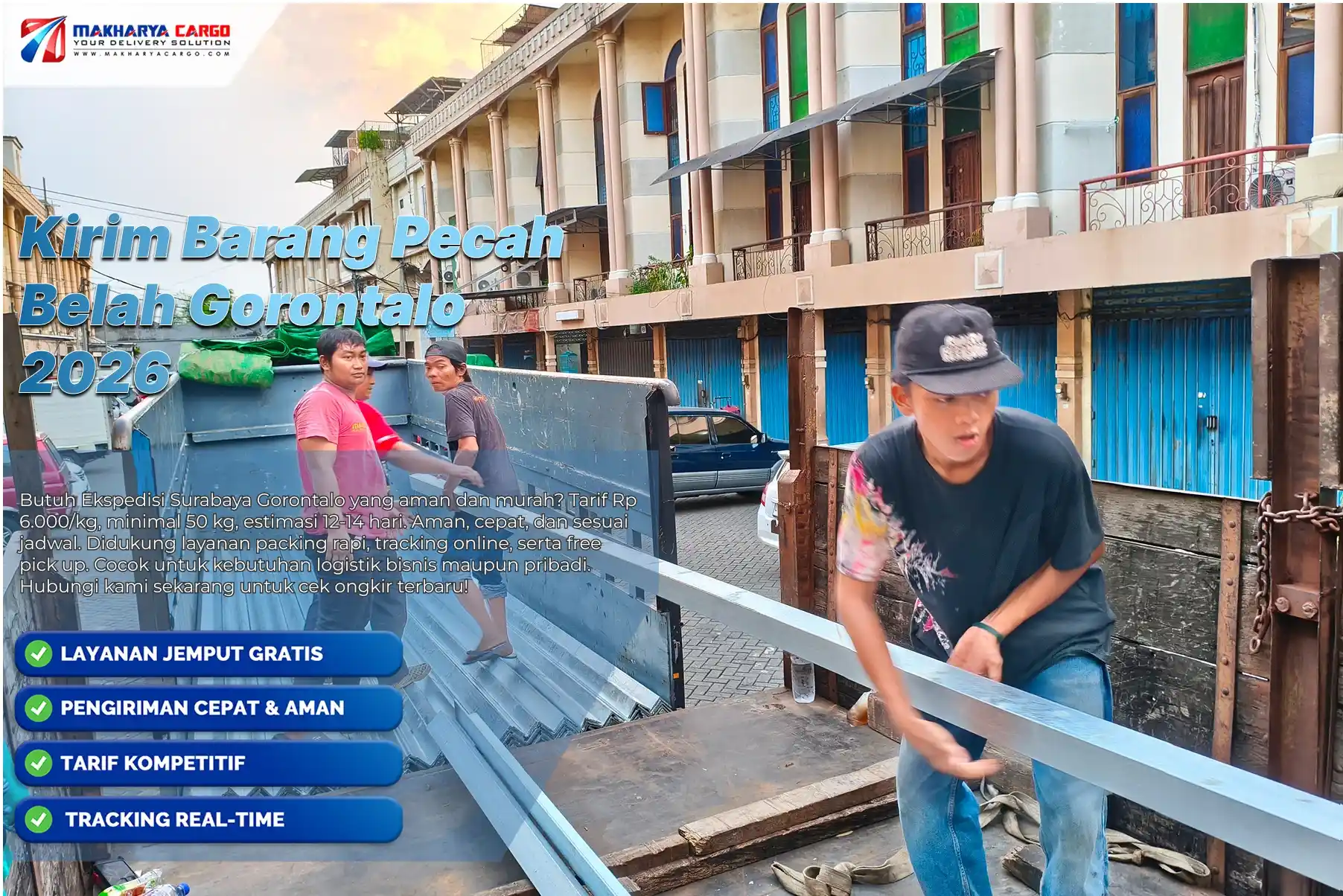 Cargo barang fragile Gorontalo menggunakan packing kayu untuk keamanan pengiriman