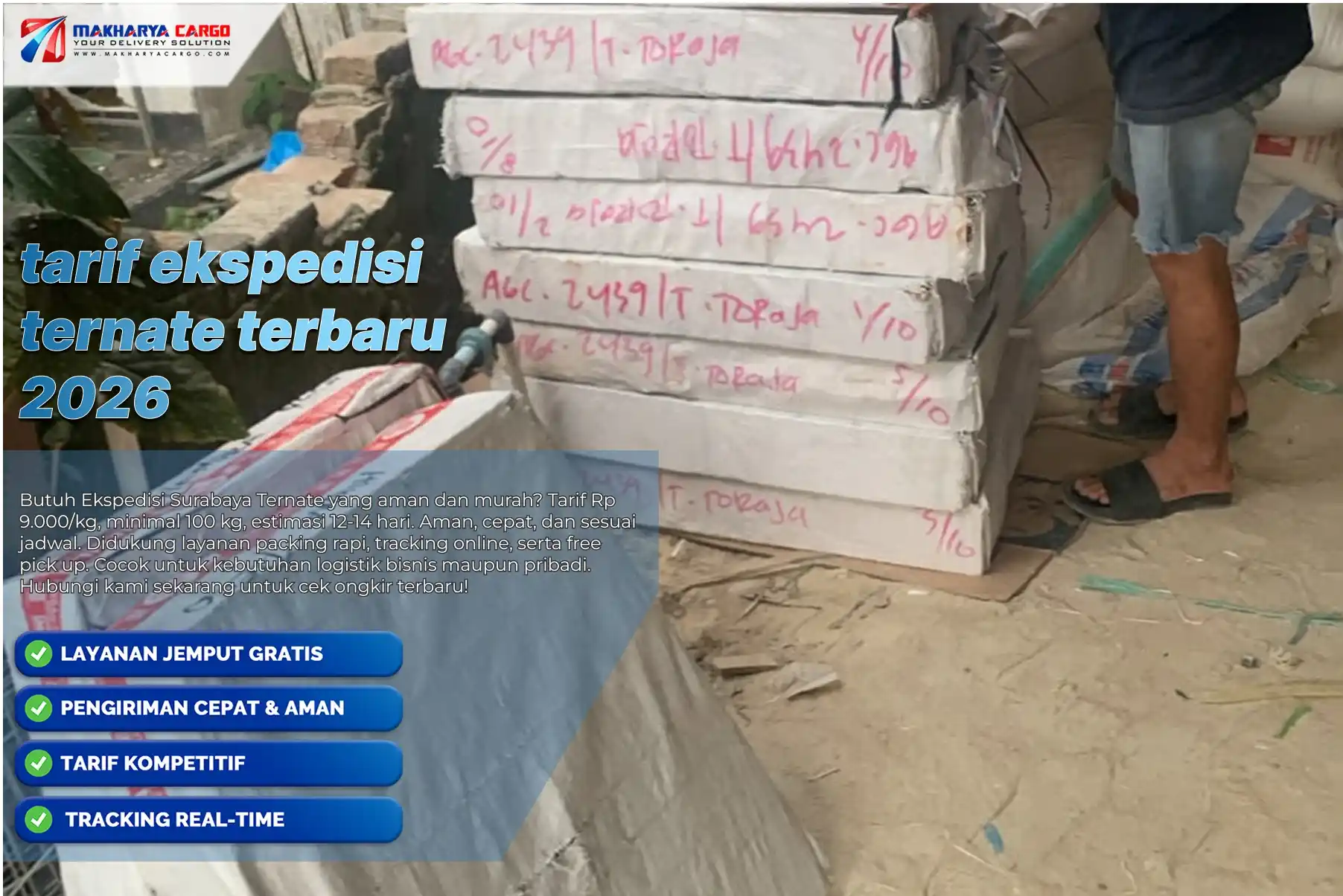 Tarif ekspedisi Ternate terbaru Makharya Cargo dengan layanan kapal cepat dan reguler