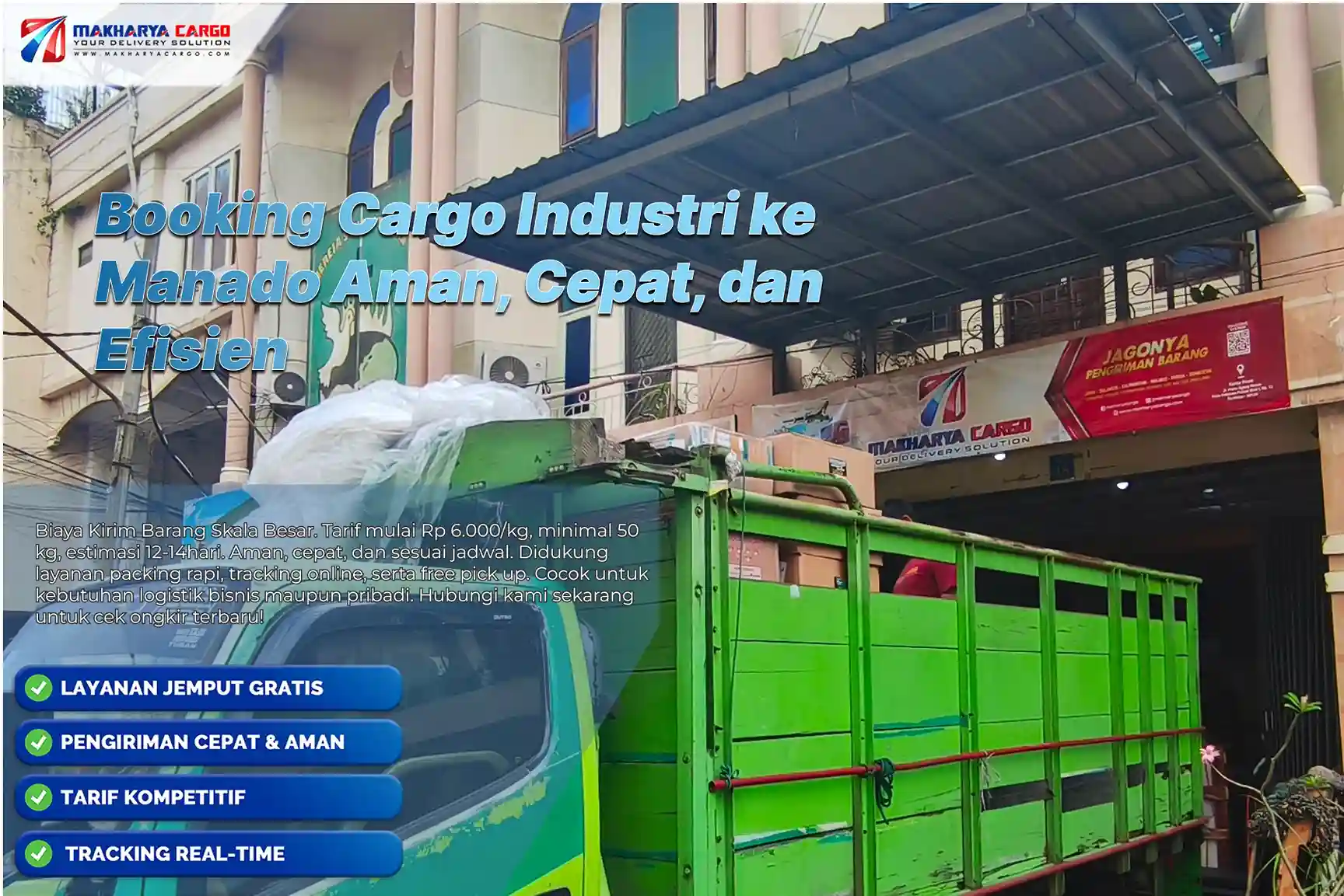 Booking Cargo Industri ke Manado untuk pengiriman mesin, bahan baku, dan perlengkapan industri secara aman dan profesional.