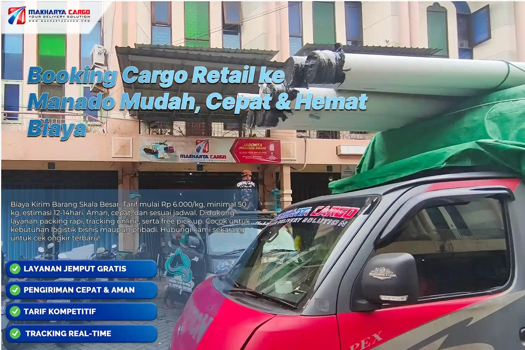 Booking Cargo Retail ke Manado Mudah, Cepat & Hemat Biaya 6 Booking Cargo Retail ke Manado dengan layanan cargo profesional untuk pengiriman barang retail yang aman dan tepat waktu.