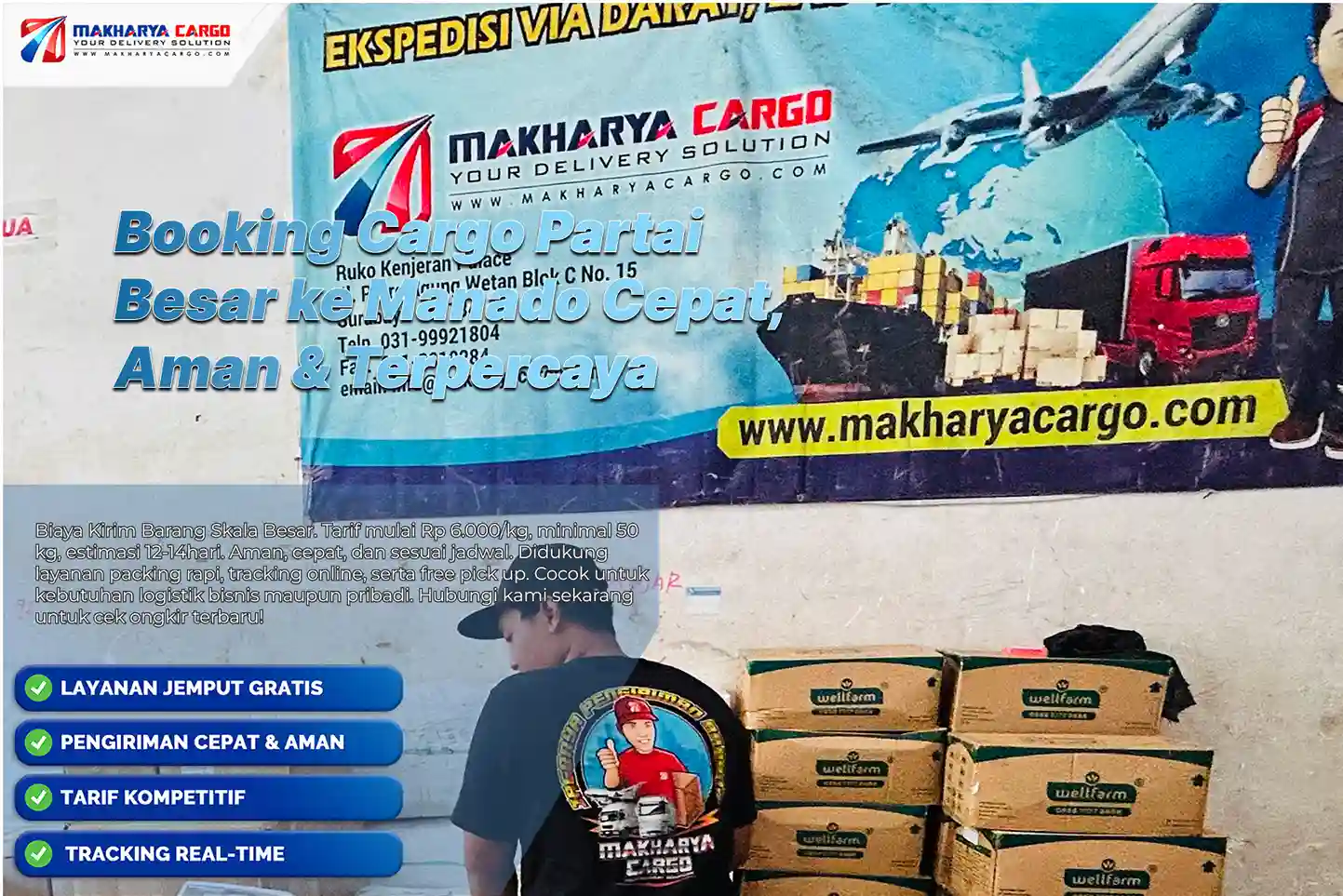 Booking Cargo Partai Besar ke Manado untuk pengiriman barang skala besar yang aman dan efisien.