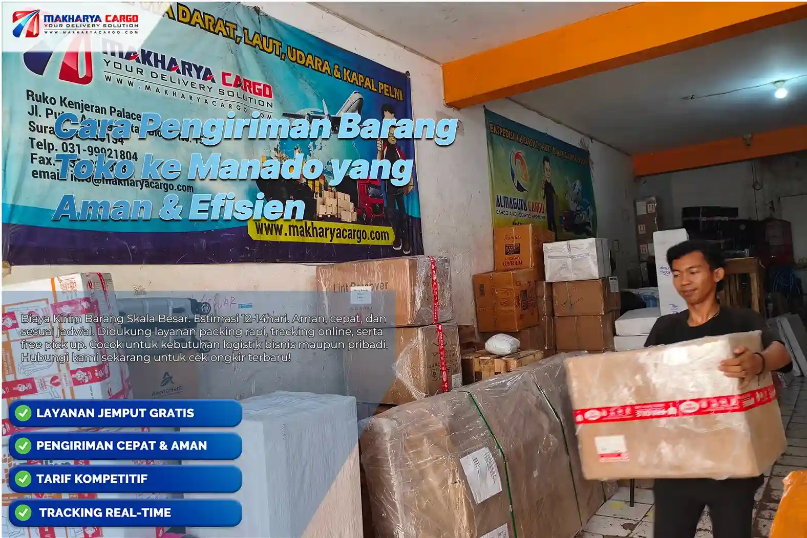 Cara pengiriman barang toko ke Manado menggunakan layanan cargo antarpulau yang aman dan efisien.