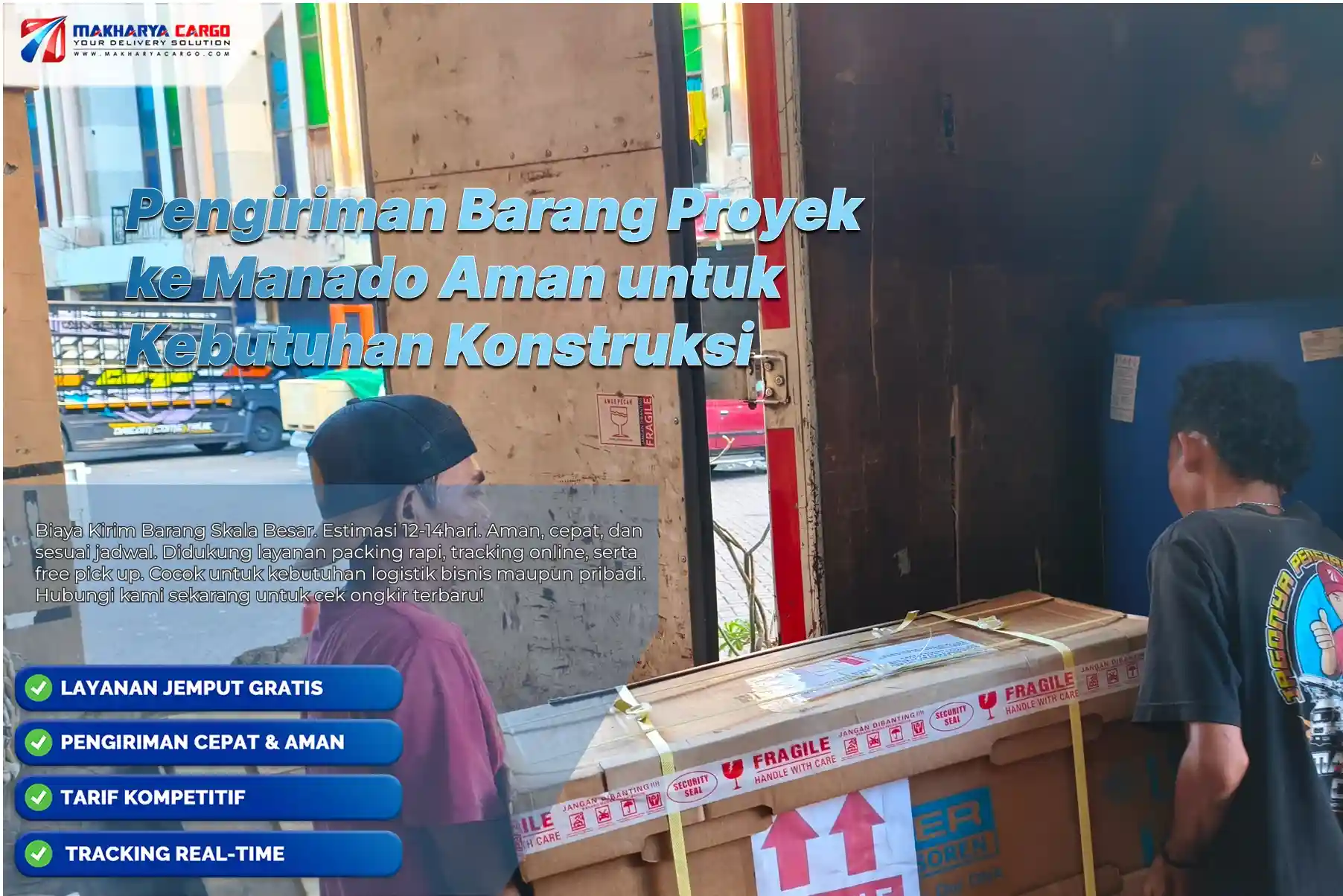 Pengiriman Barang Proyek ke Manado menggunakan layanan cargo untuk mendistribusikan material konstruksi secara aman dan tepat waktu.
