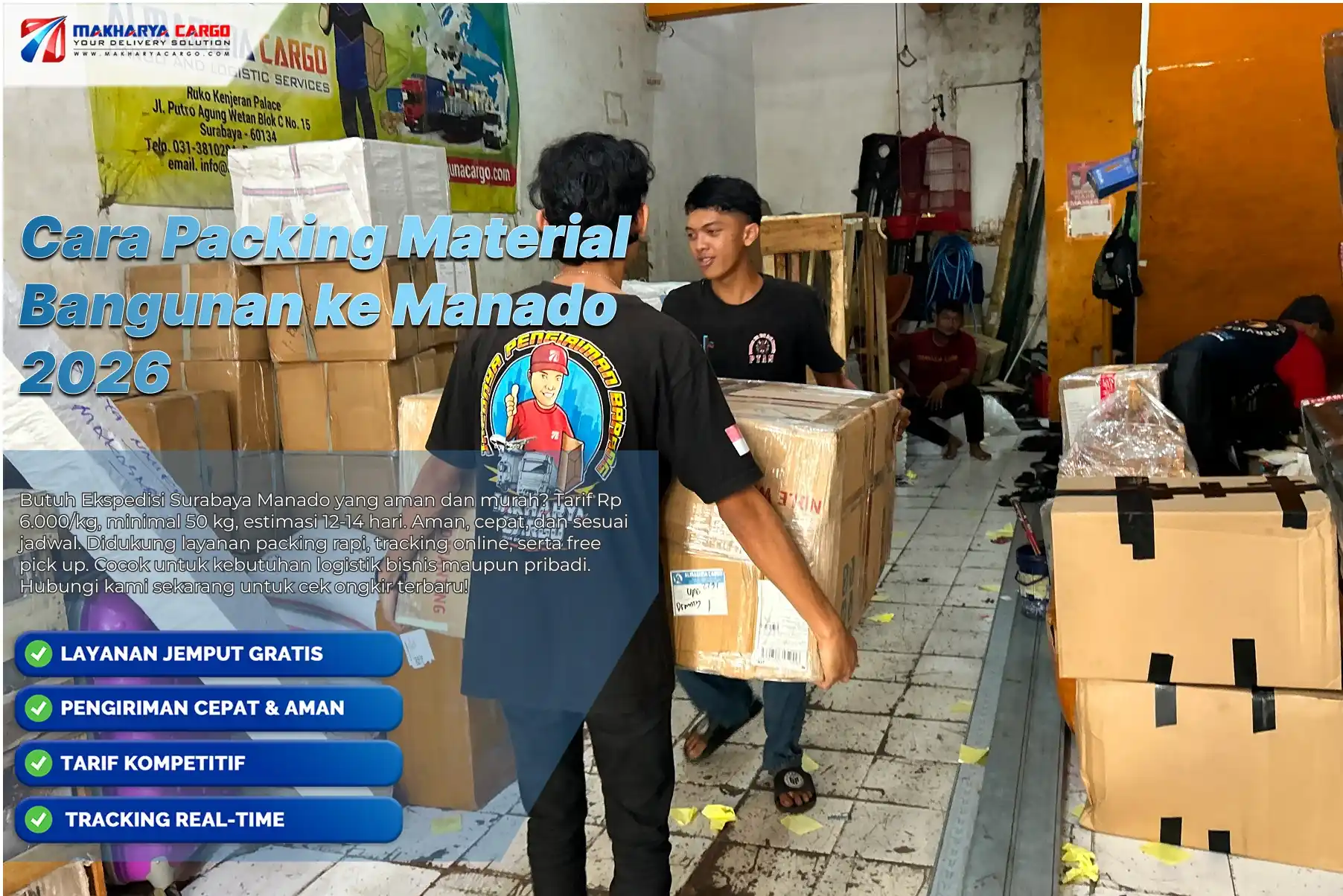 Cara mengirim material bangunan ke Manado dengan packing aman menggunakan pallet dan pengikat cargo
