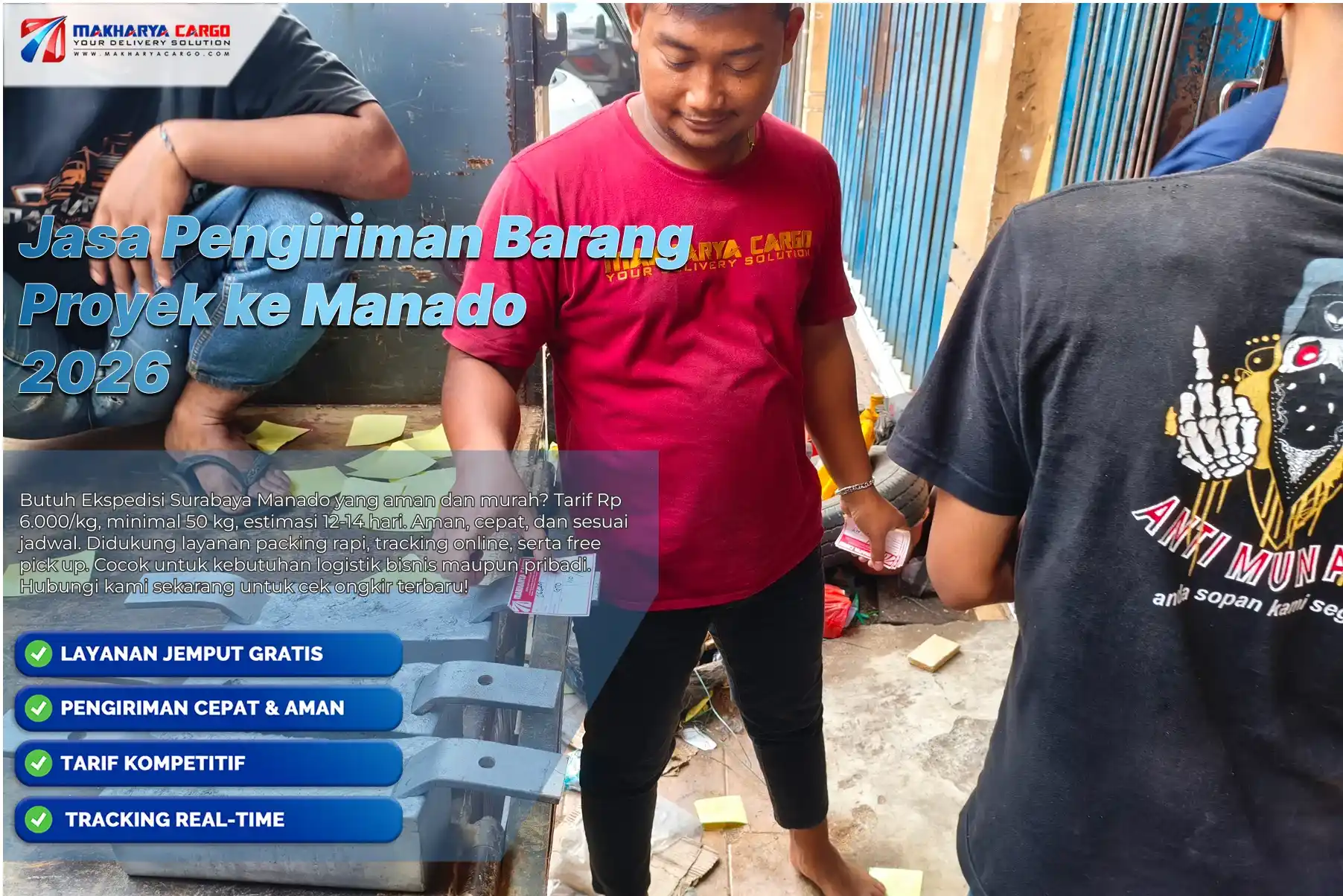 Cargo proyek ke Manado menggunakan container laut untuk pengiriman barang berat