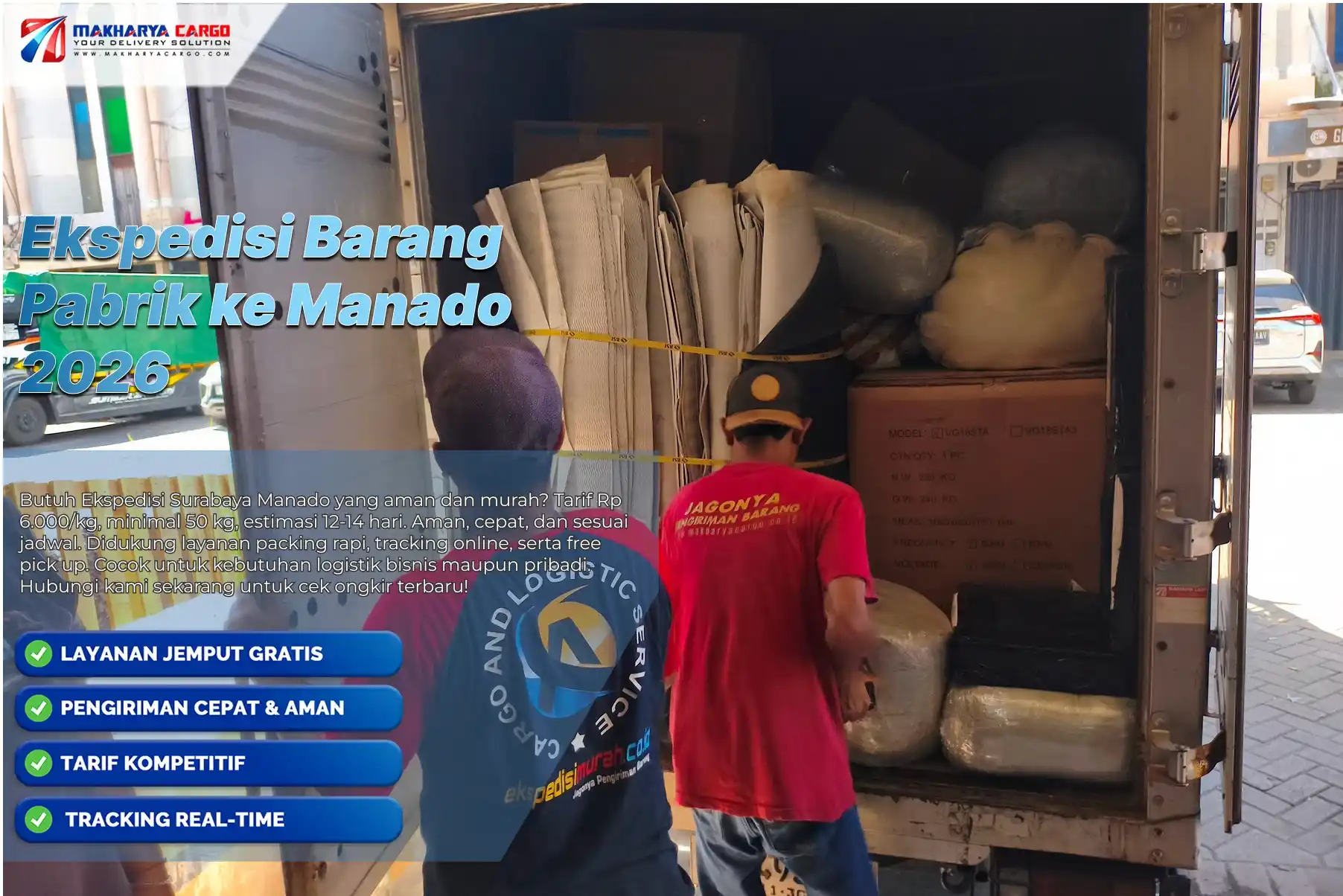 Ekspedisi Barang Pabrik ke Manado untuk pengiriman mesin, bahan baku, dan cargo industri dengan layanan cepat, aman, dan profesional
