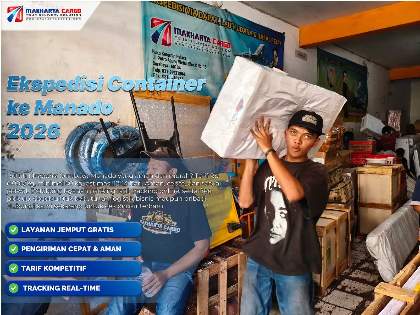 Ekspedisi container ke Manado 2026 pengiriman barang besar via kapal laut dengan kontainer 20 feet dan 40 feet