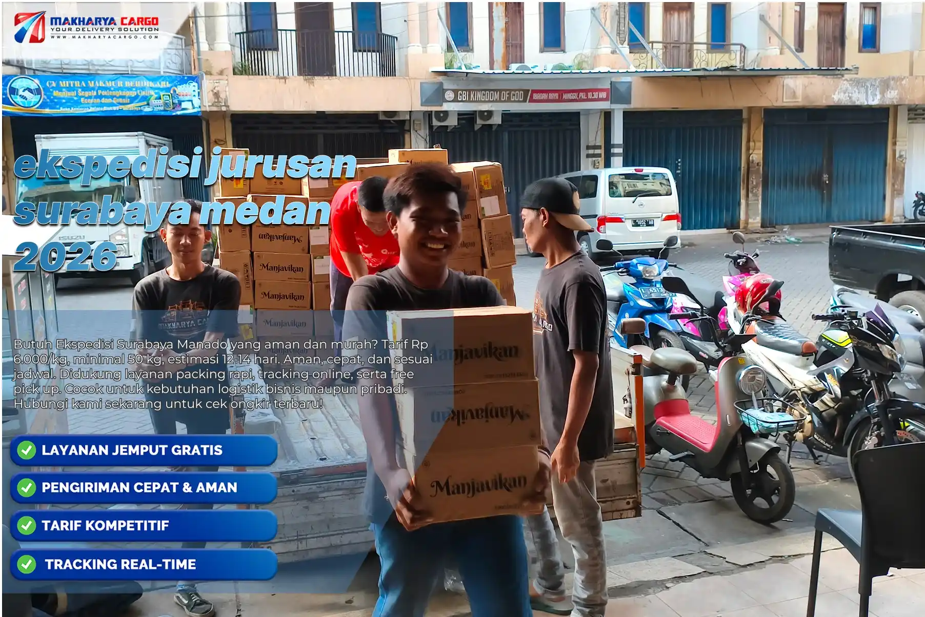 Ilustrasi proses distribusi barang menggunakan ekspedisi jurusan Surabaya Medan melalui jaringan logistik antarpulau.