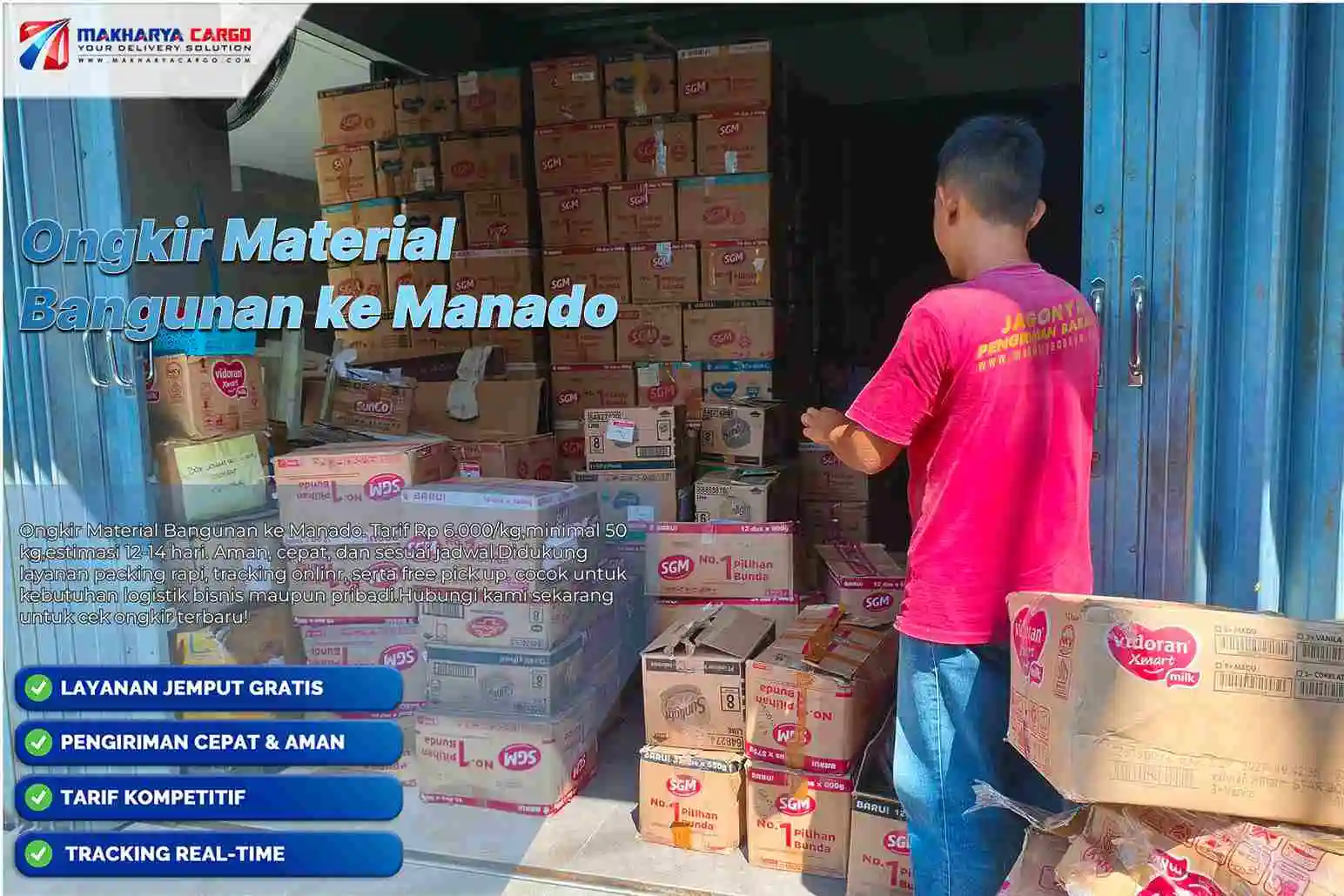 ongkir material bangunan ke manado