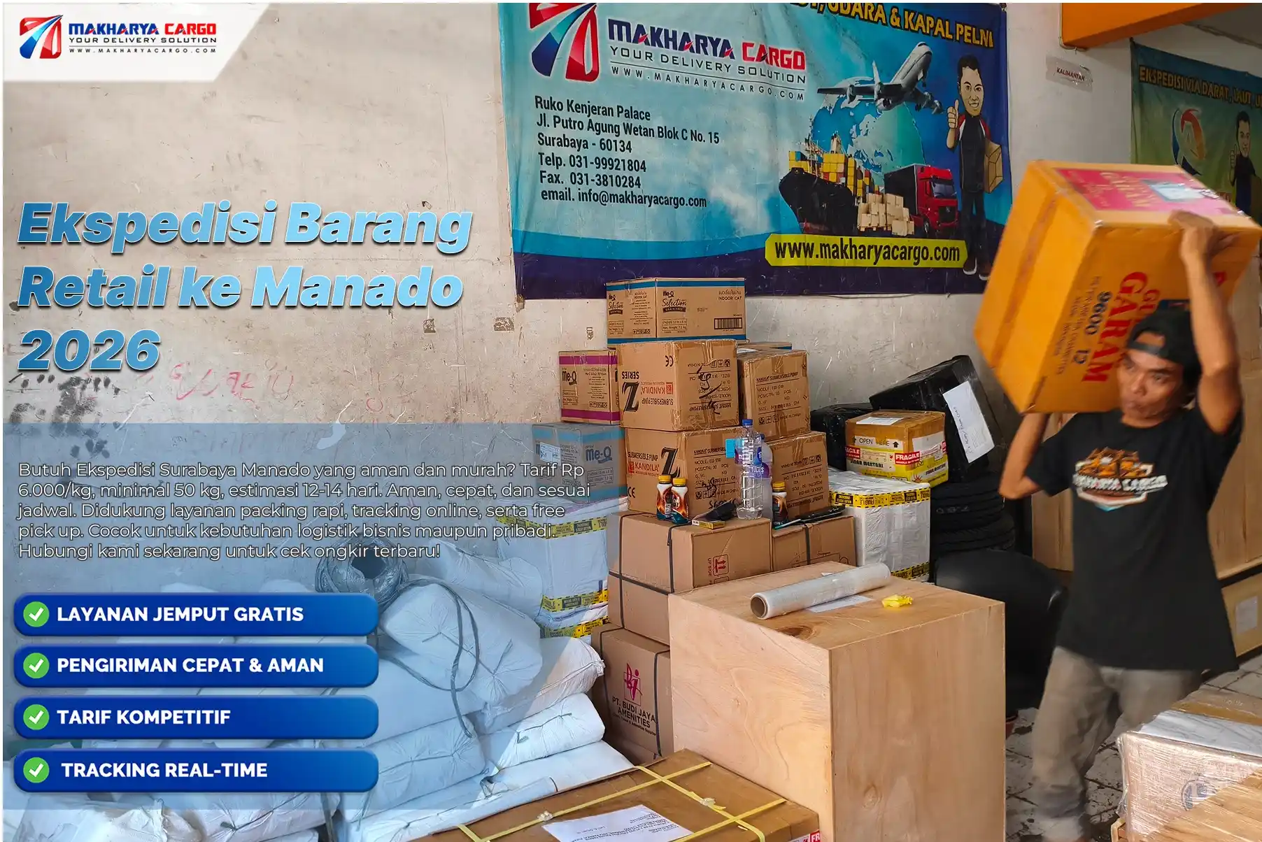 Pengiriman barang industri ke Manado menggunakan layanan ekspedisi profesional dengan packing dan tracking.