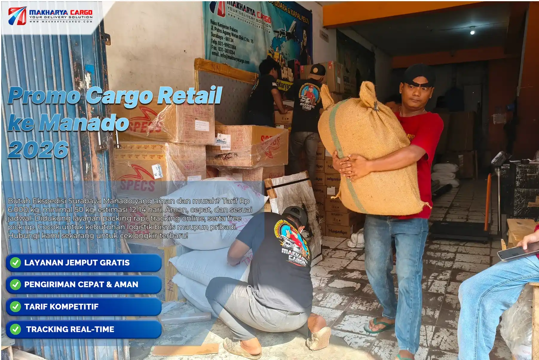 Promo Cargo Retail ke Manado dengan layanan pengiriman barang hemat dan aman.