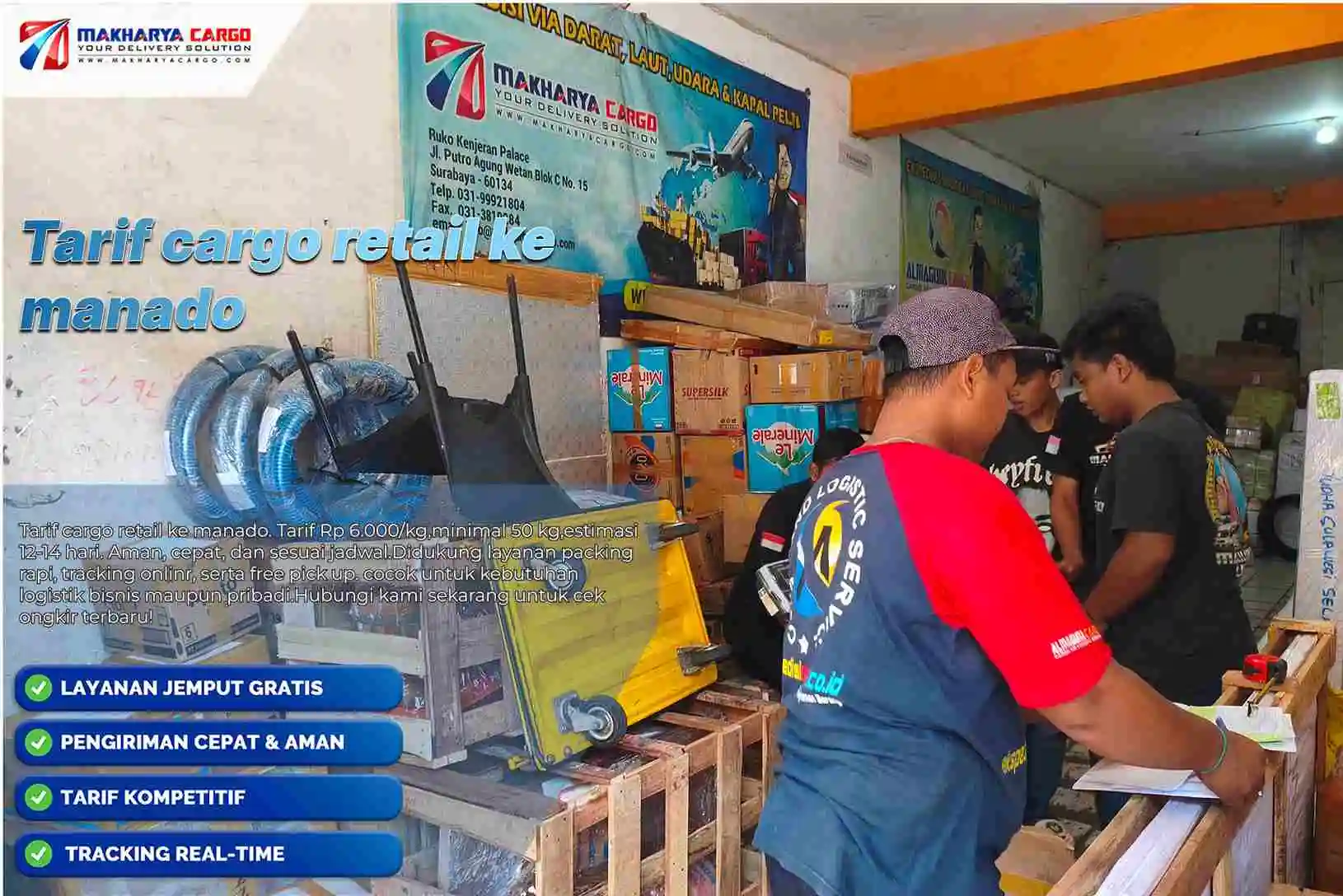 tarif cargo retail ke manado