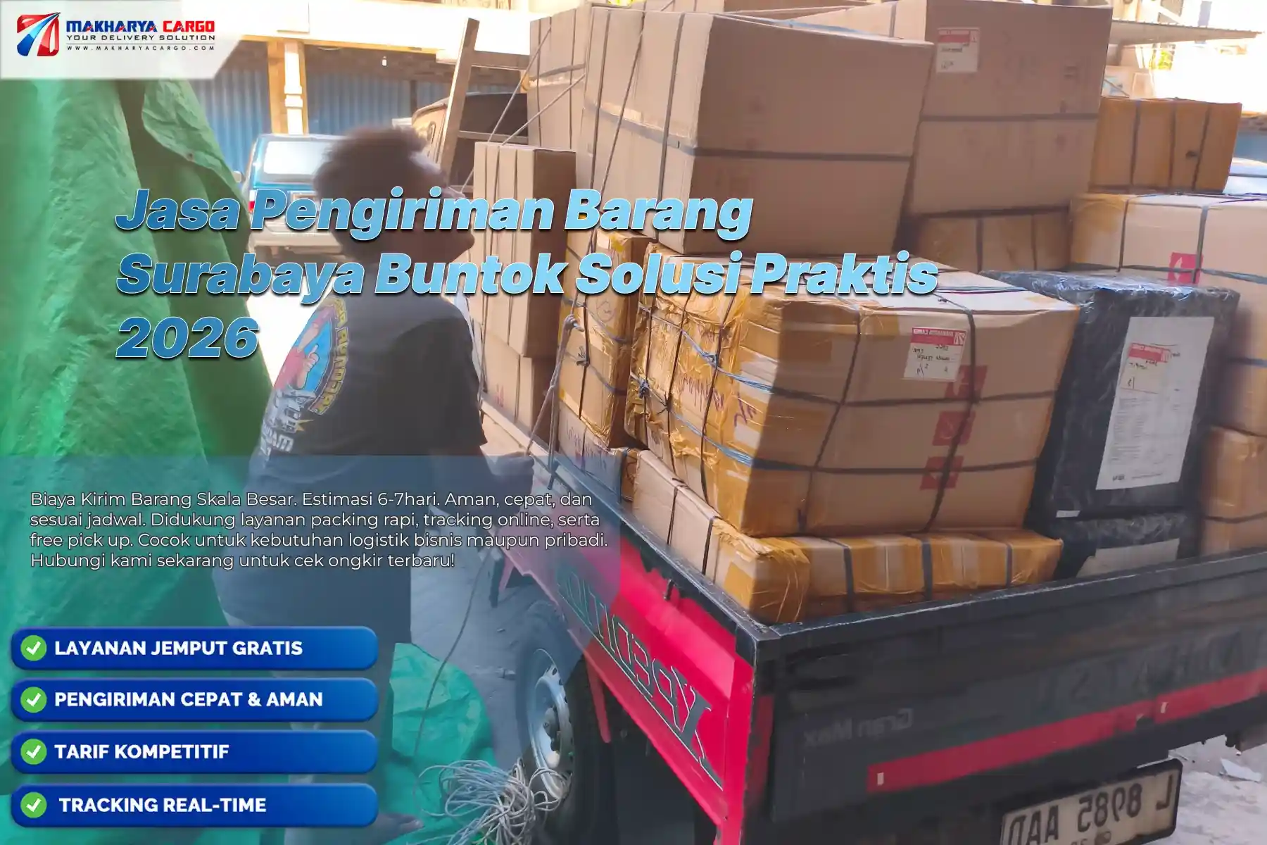 Jasa pengiriman barang Surabaya Buntok untuk muatan besar