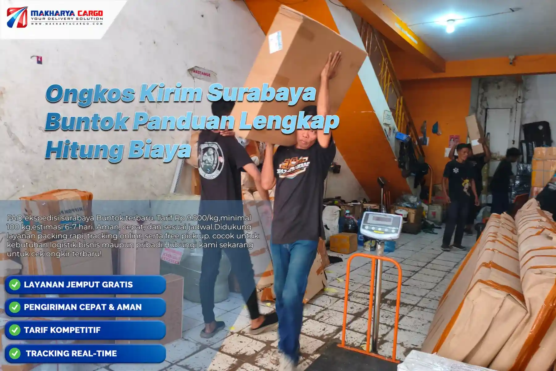 Ongkos kirim Surabaya Buntok untuk pengiriman barang