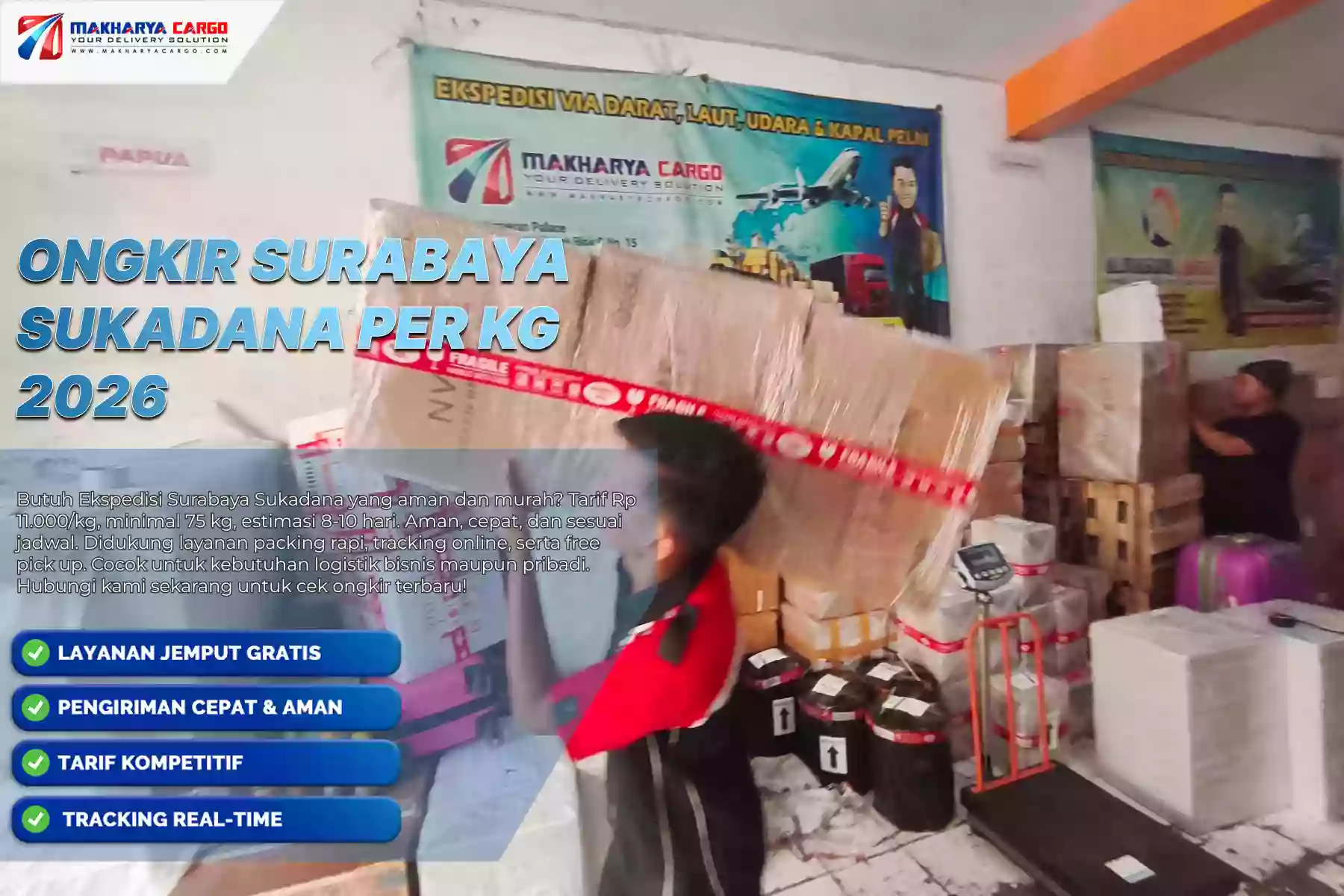 Ongkir Surabaya Sukadana per Kg