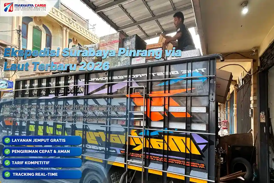 Ekspedisi Surabaya Pinrang via Laut Mulai Rp5.500/kg 5 Cari ekspedisi Surabaya Pinrang via laut dengan tarif, estimasi, proses, jenis barang, dan simulasi biaya. Cek detail sebelum booking.