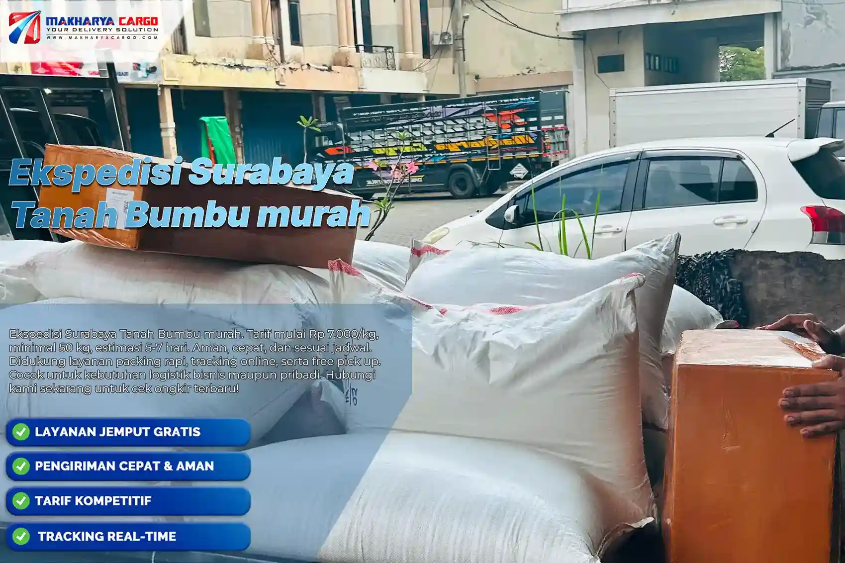 Ekspedisi Surabaya Tanah Bumbu murah. tarif 7.000/Kg